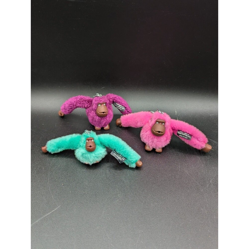 Kipling Keychain Monkey Teal Pink Dark Pink Gorilla Purse Charm Lot Of 3
